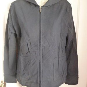 Talbots Jacket Top M P NWT $78 Blue Full Zip Front Cotton Modal Hooded